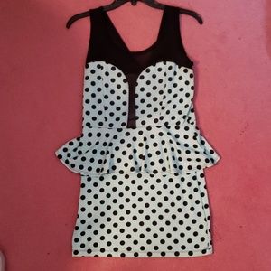 Mint colored polka dotted fitted mesh dress